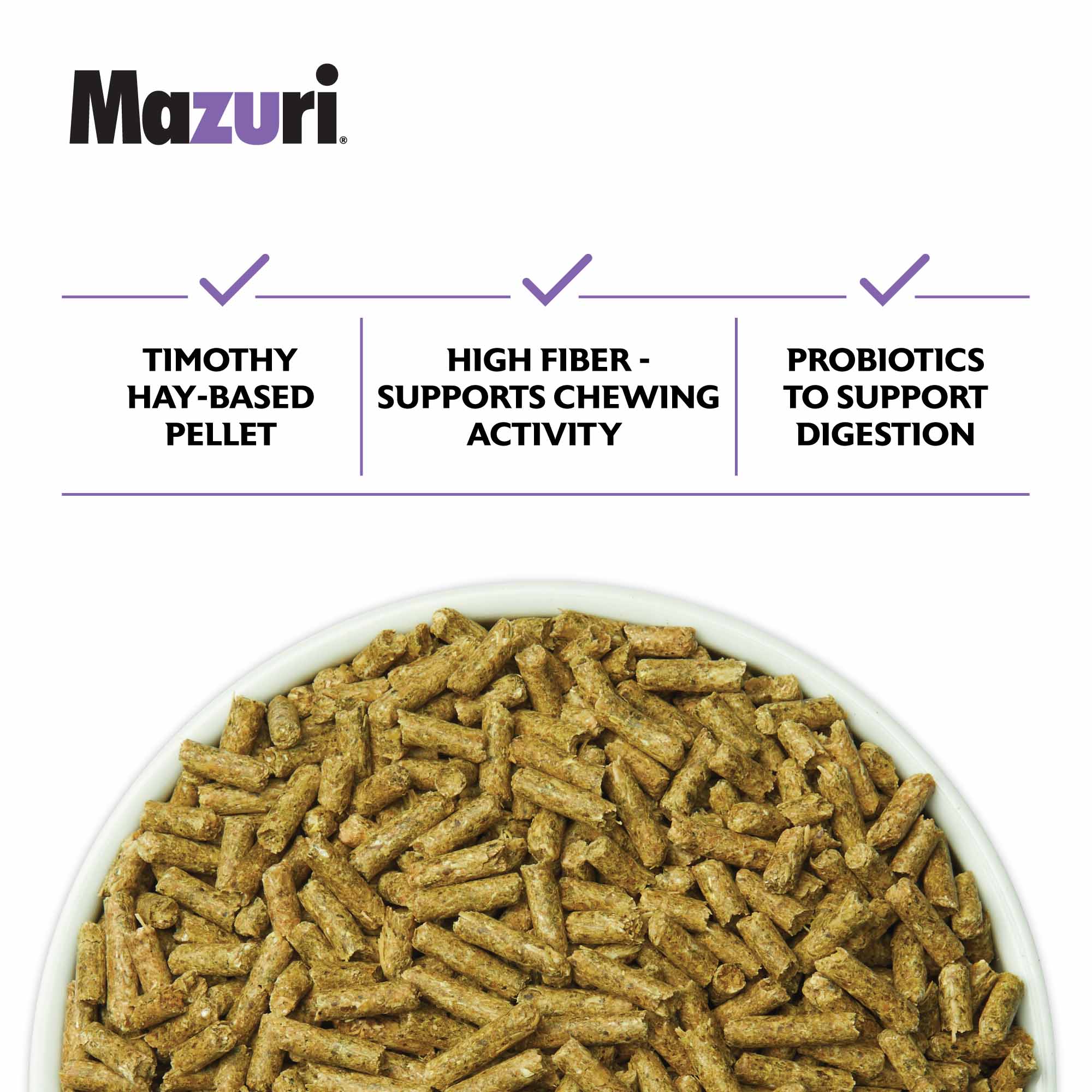 Rabbit feed is a white bowl on a white background