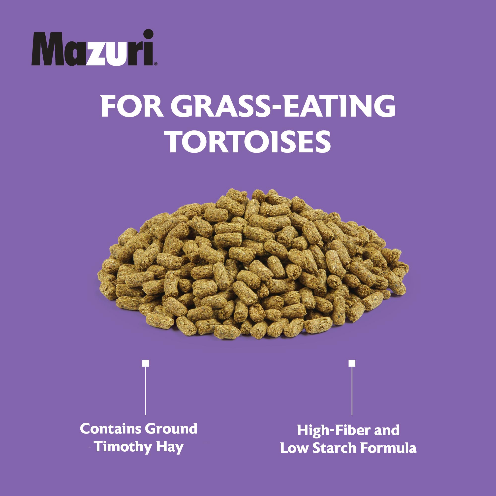 Mazuri tortoise diet in a pile on a purple background