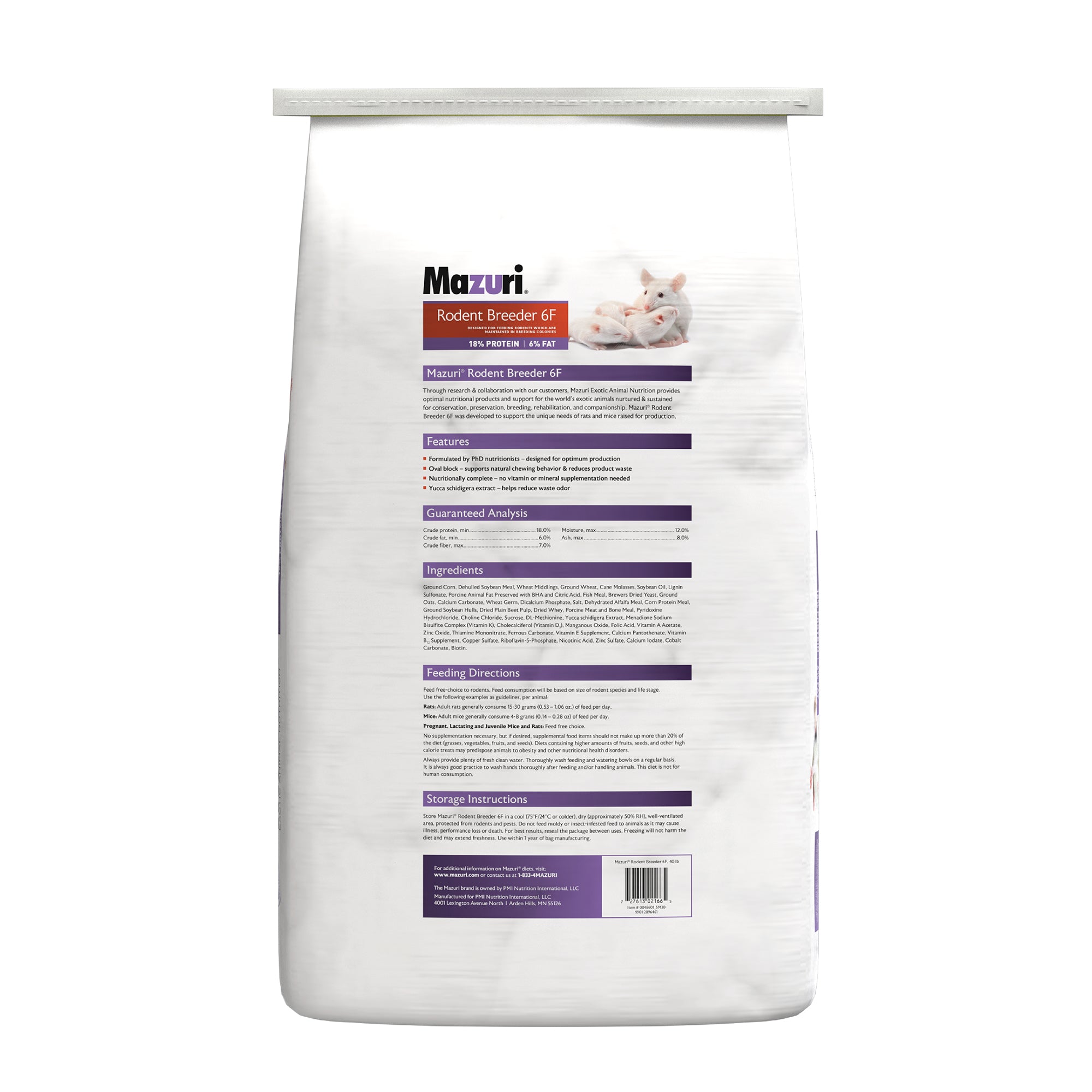 Rodent Breeder 6F 40 lb bag back