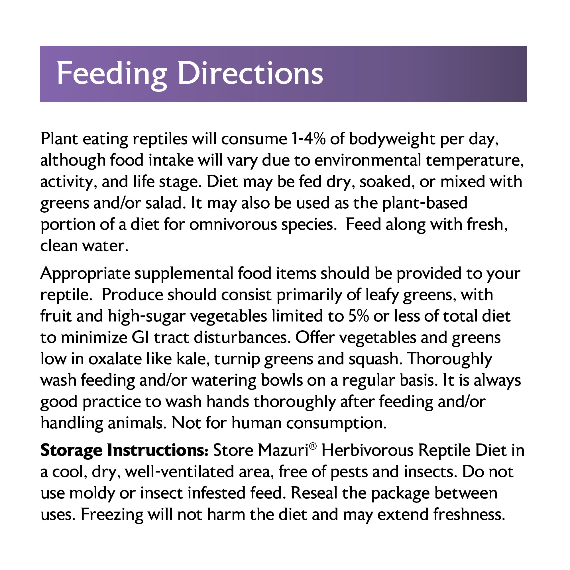 Herbivorous Reptile Feeding Directions
