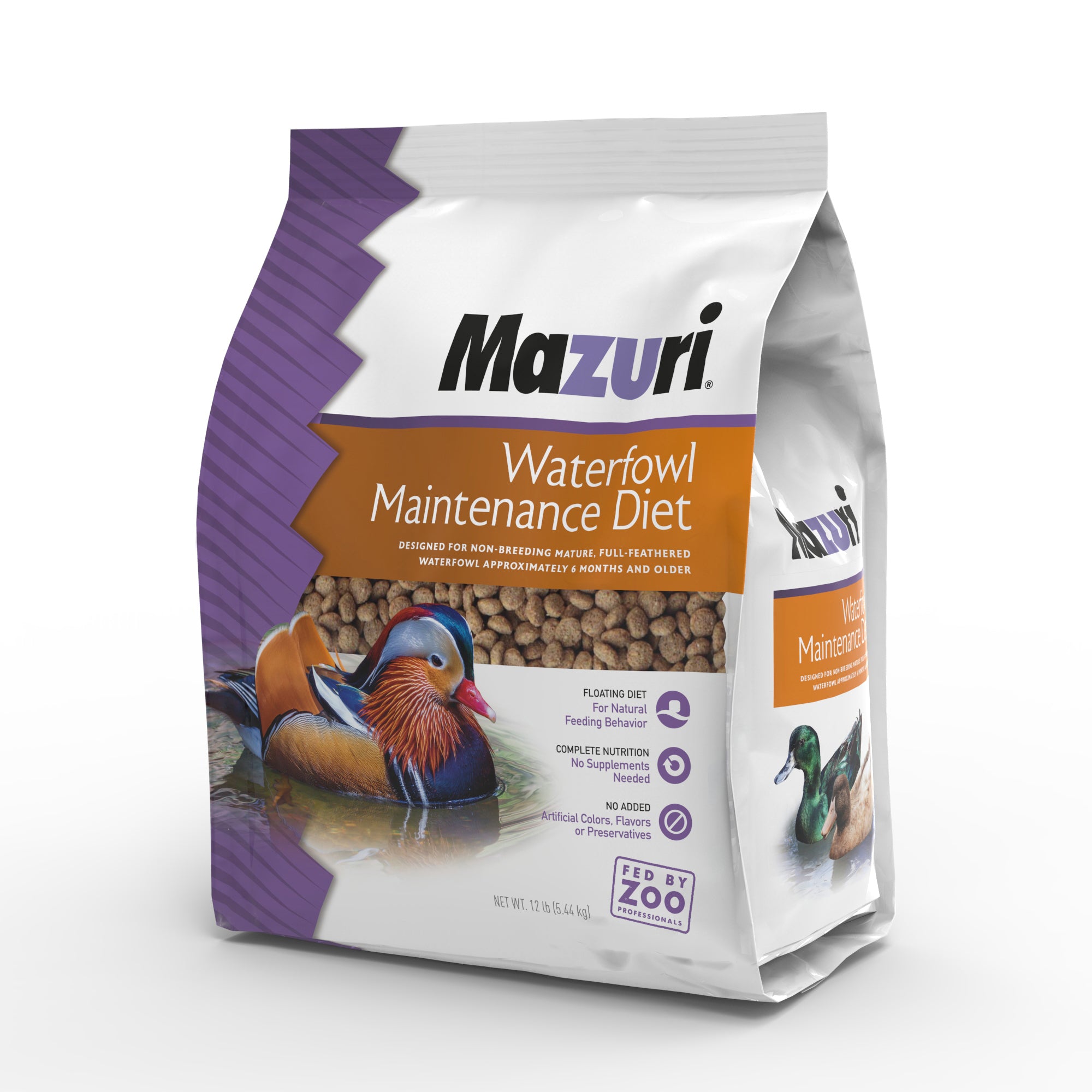 Waterfowl Maintenance Diet 12 lb bag front and gusset