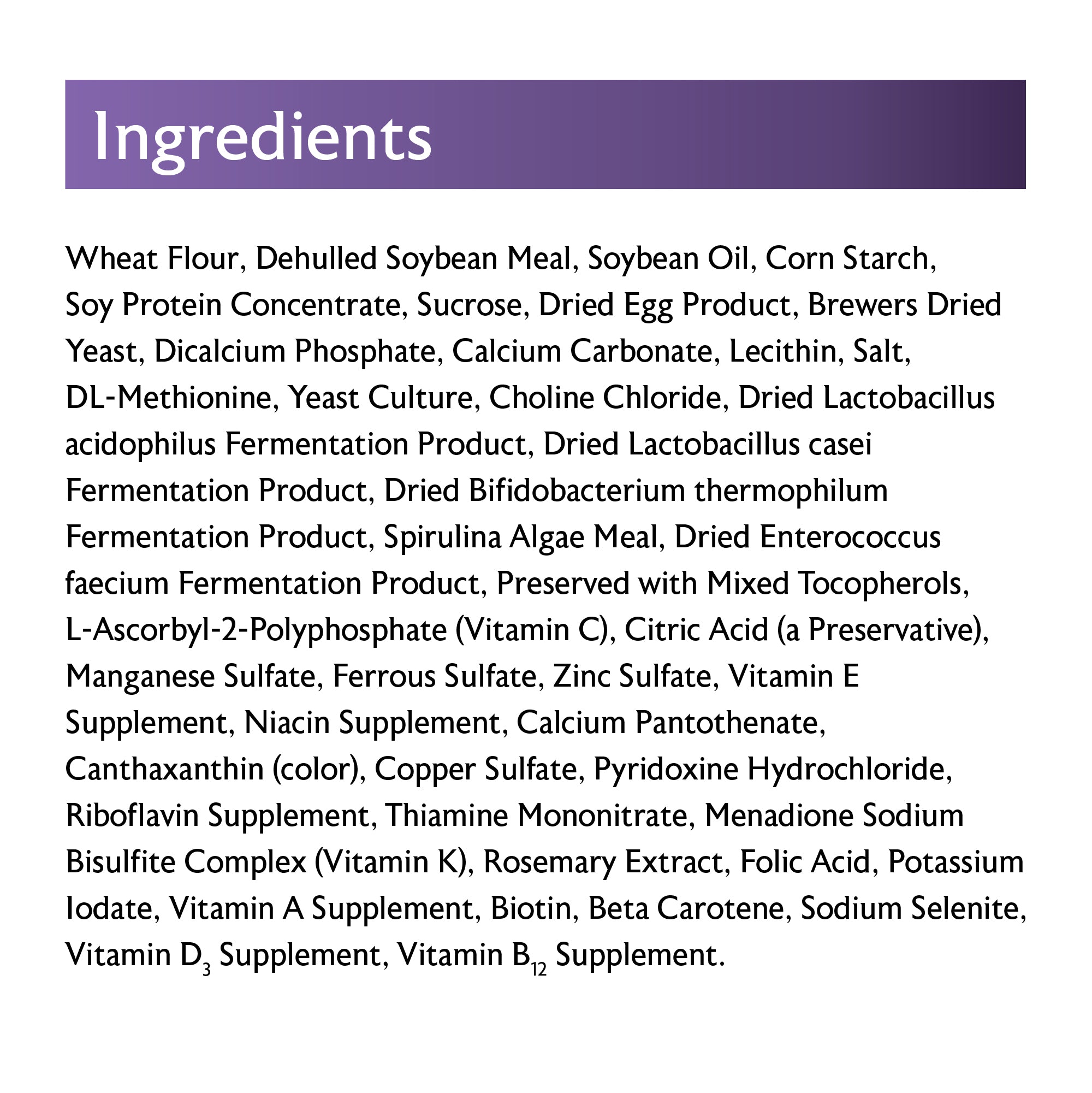 High-Fat Hand Feeding Formula Ingredients