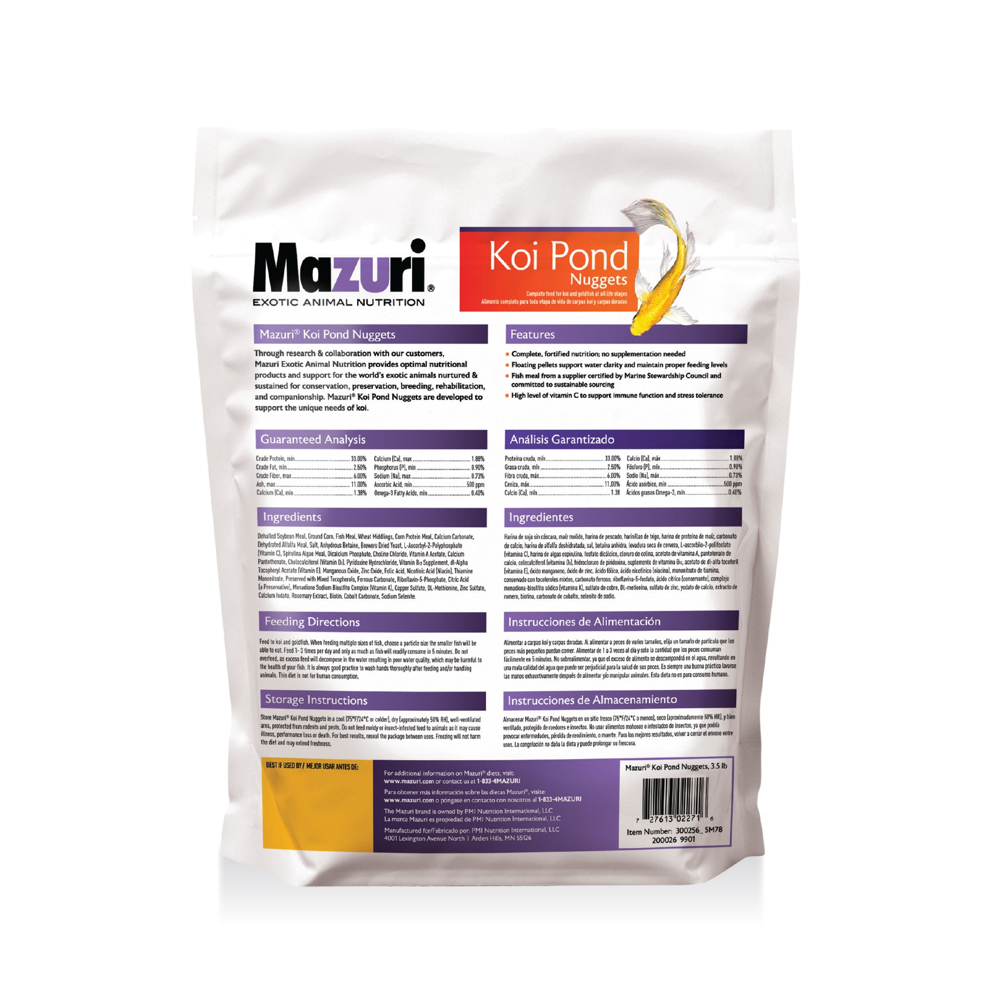 koi pond nugget 3.5 lb bag back