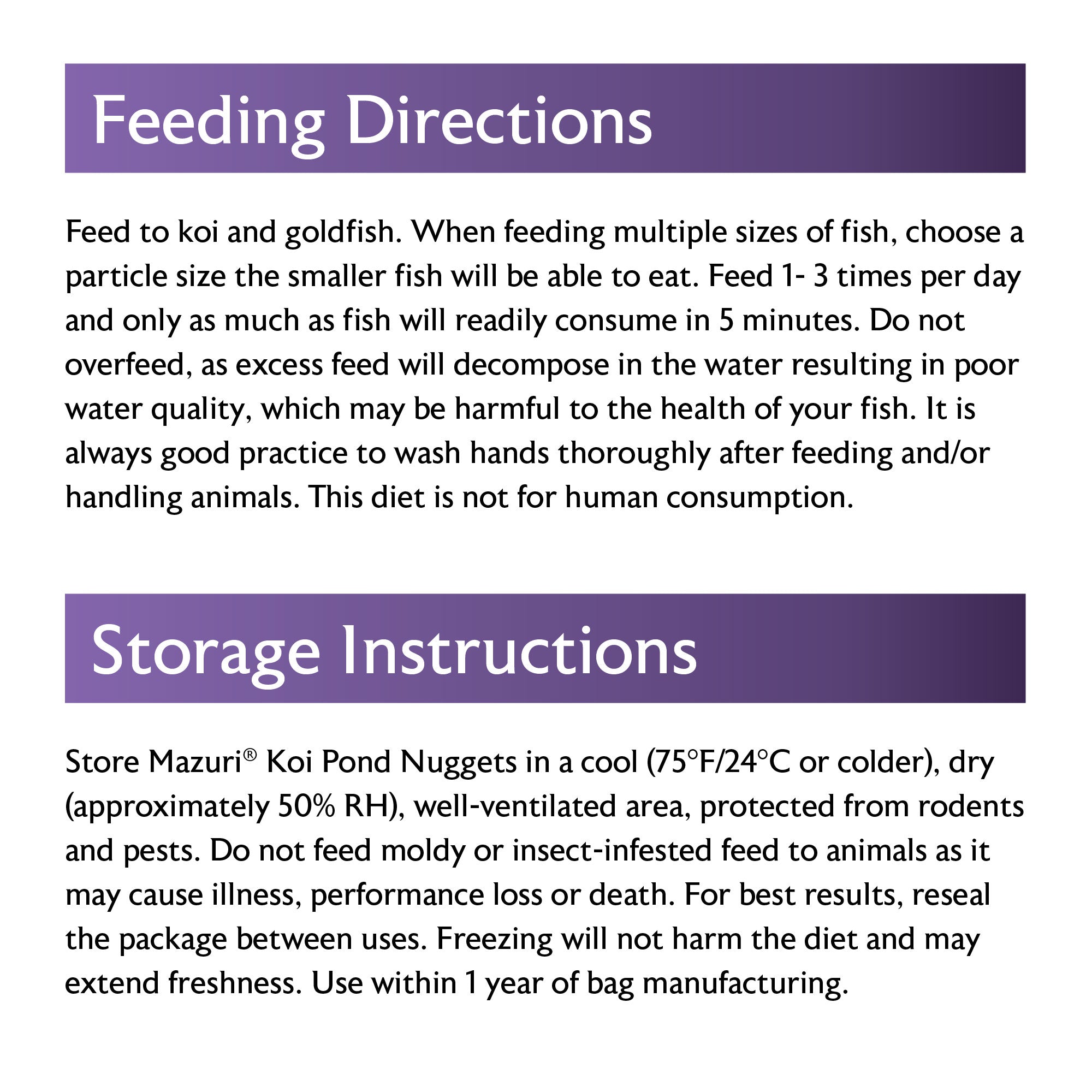 koi pond nuggets feeding directions