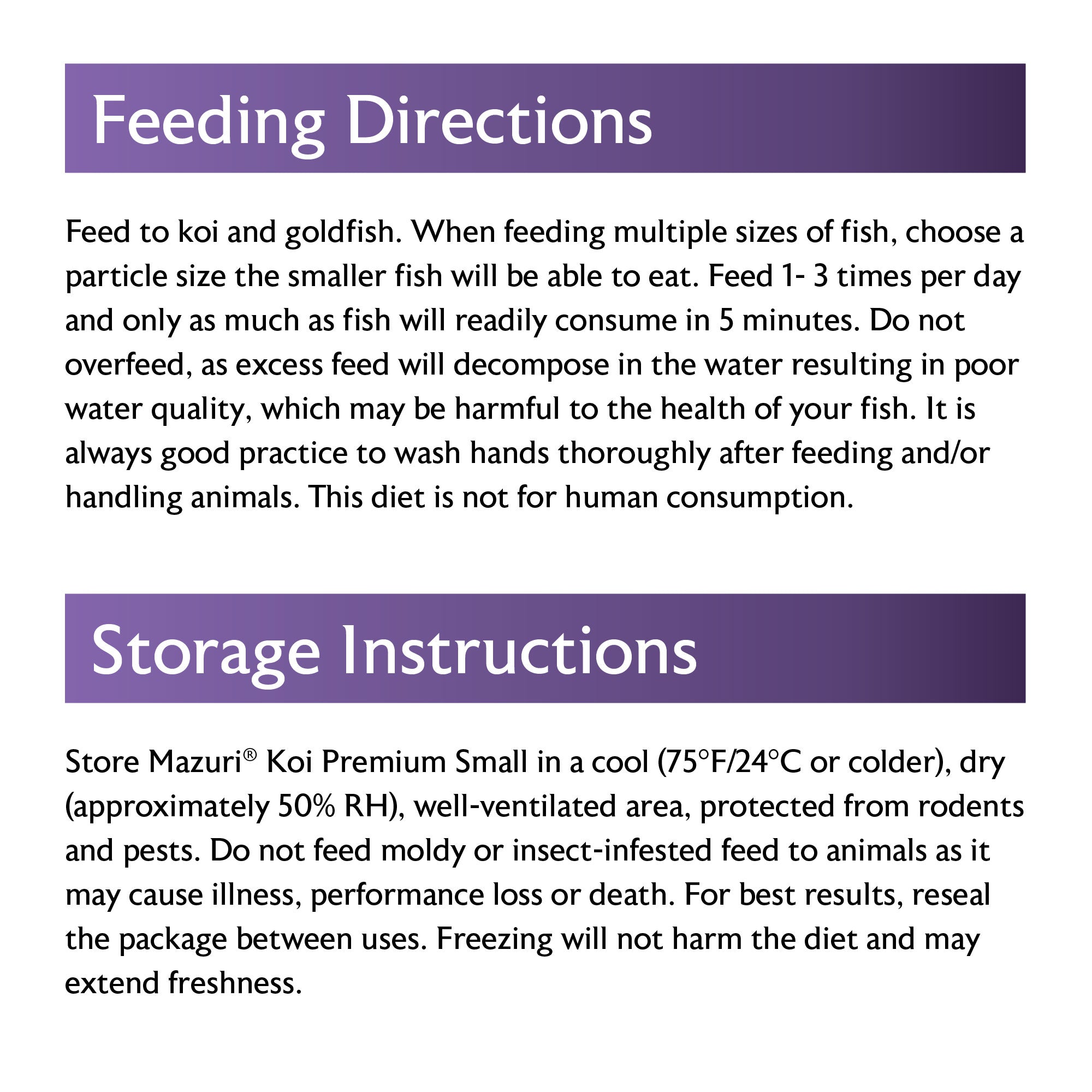 koi premium diet feeding directions