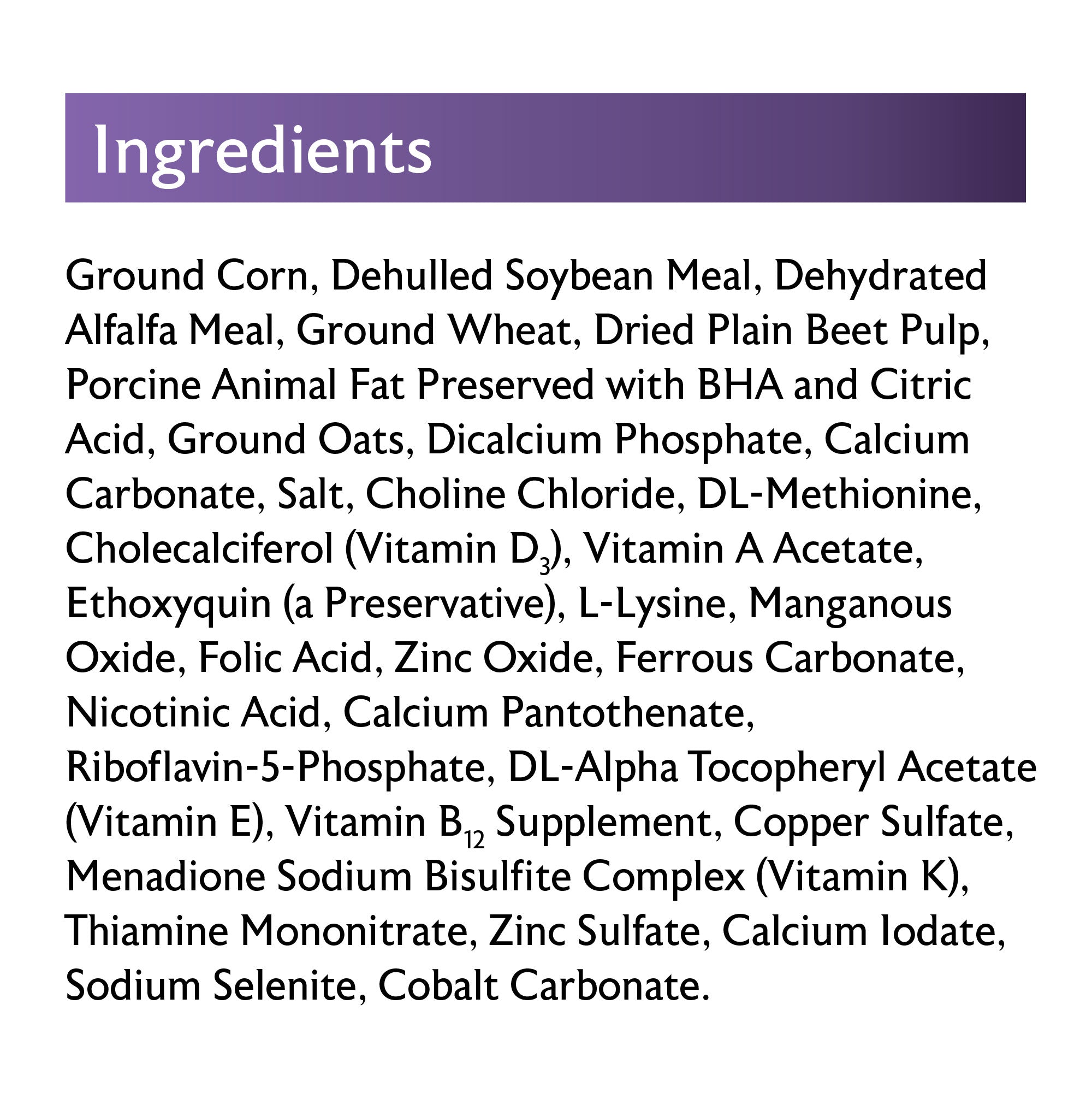 Mazuri NutriBlend Pigeon Green Ingredients