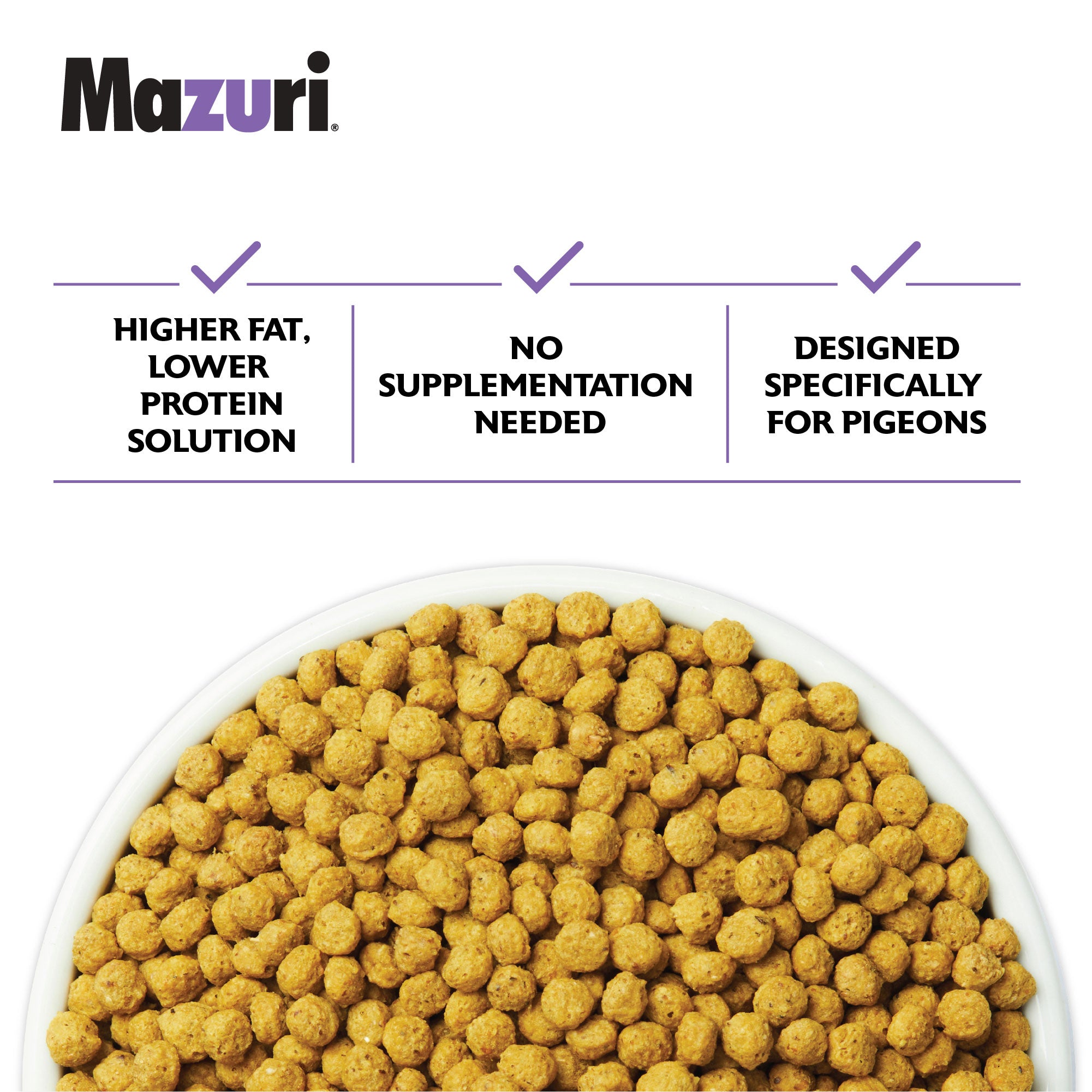 Mazuri NutriBlend Pigeon Gold pellets in a bowl