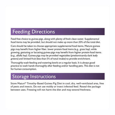Mazuri Timothy-Based Guinea Pig Feeding Directions