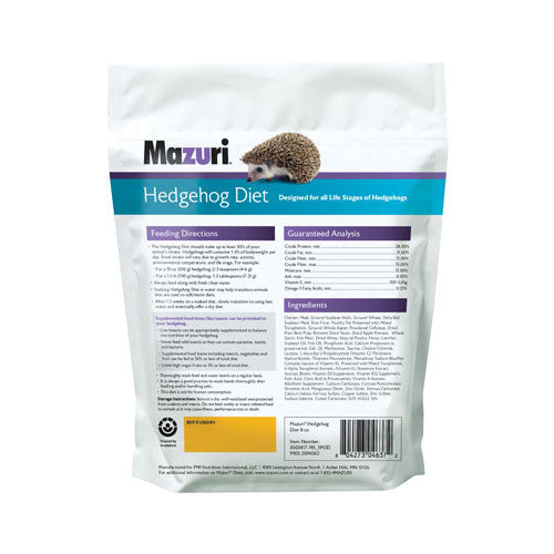 hedgehog diet bag back with product information