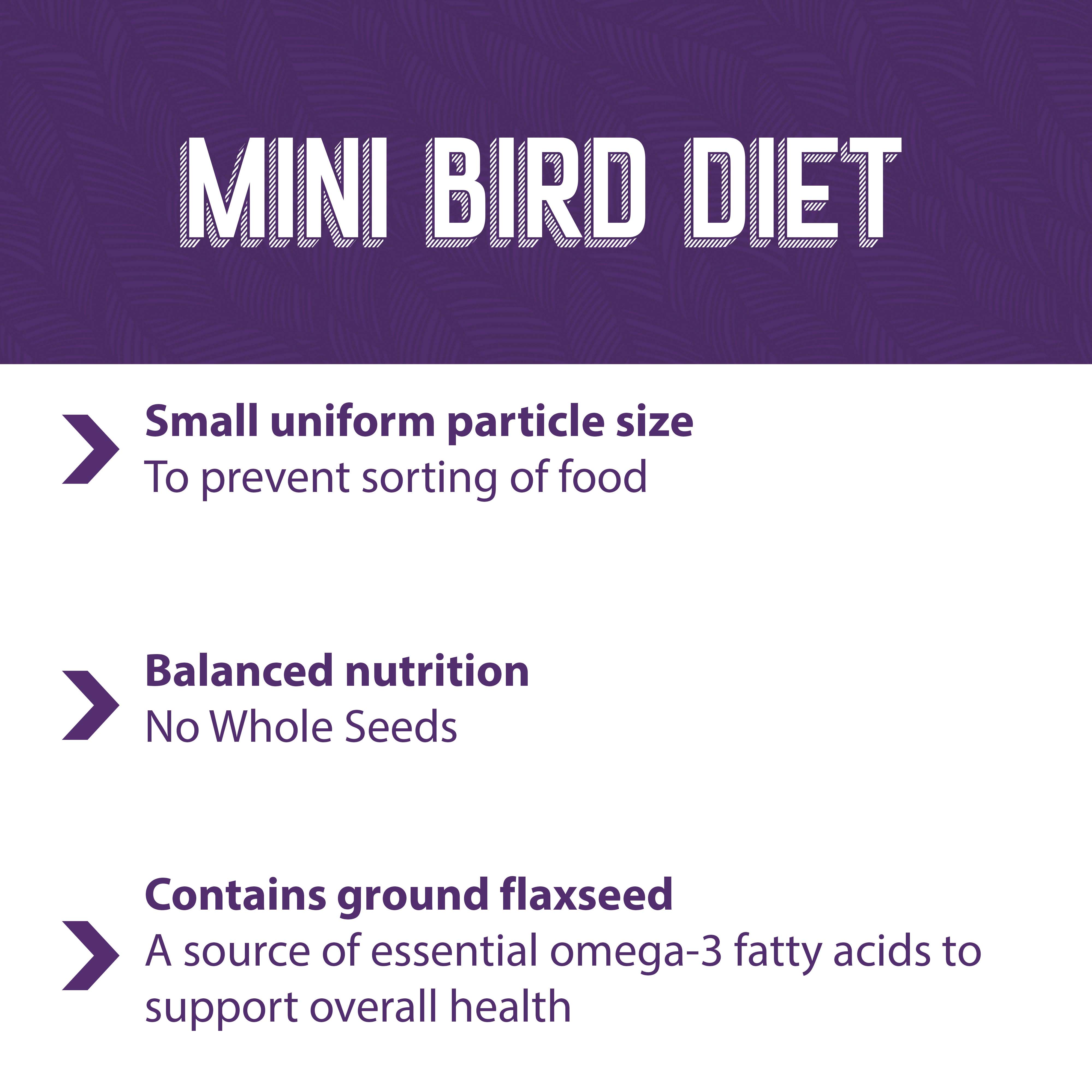 Mini Bird diet is a small uniform particle