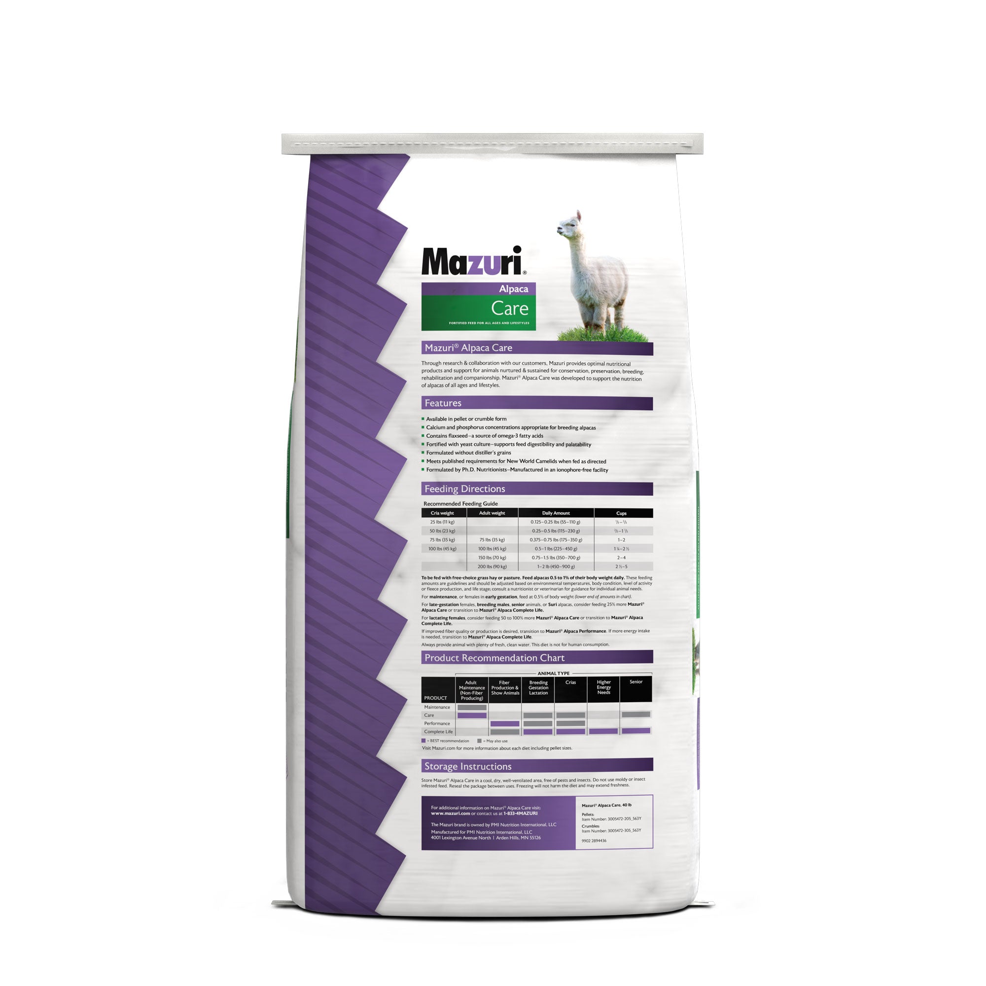 Alpaca Care Crumbles bag back with product information
