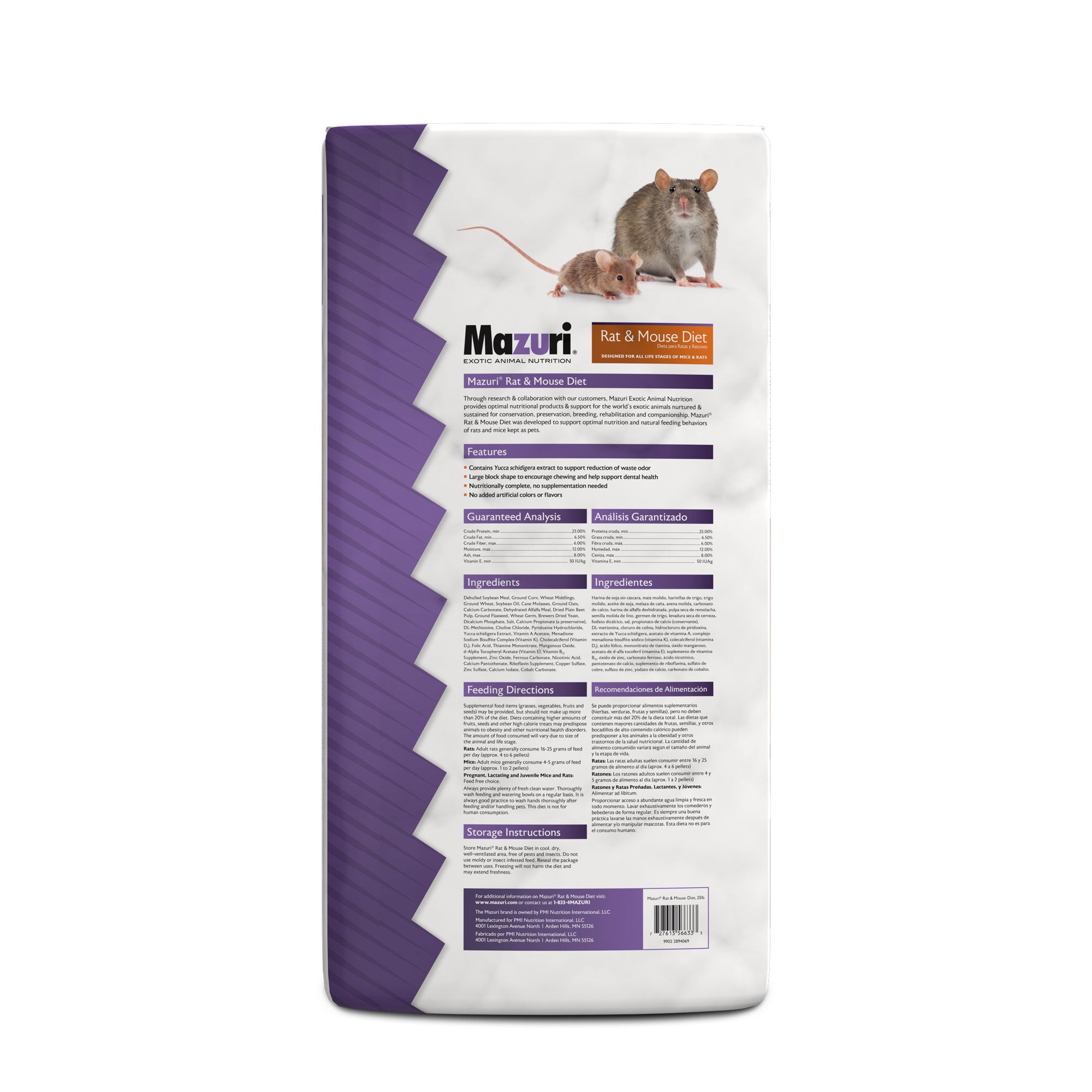 Rat & Mouse Diet 25 pound bag back with product information
