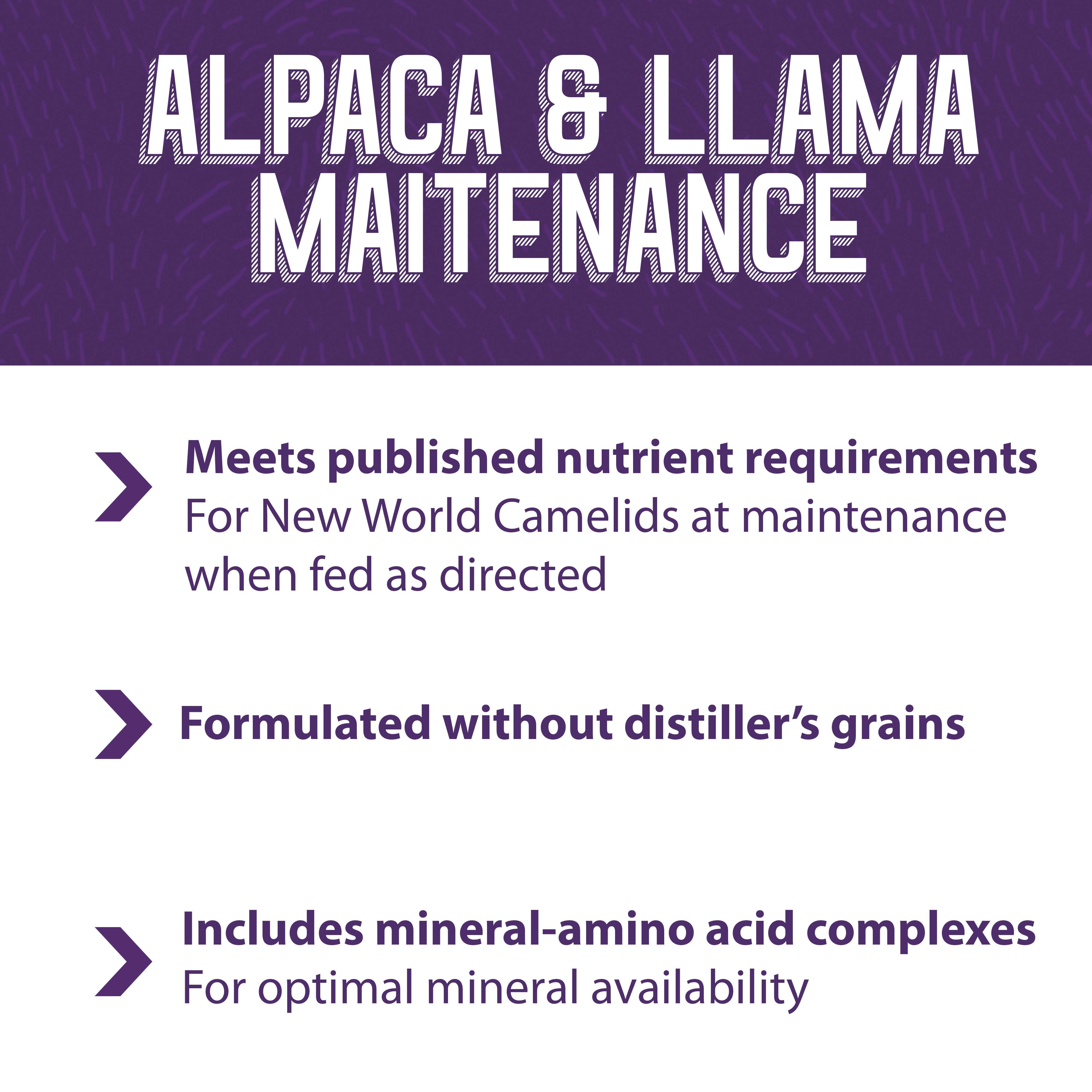 Alpaca and Llama Maintenance meets the nutrient requirements 