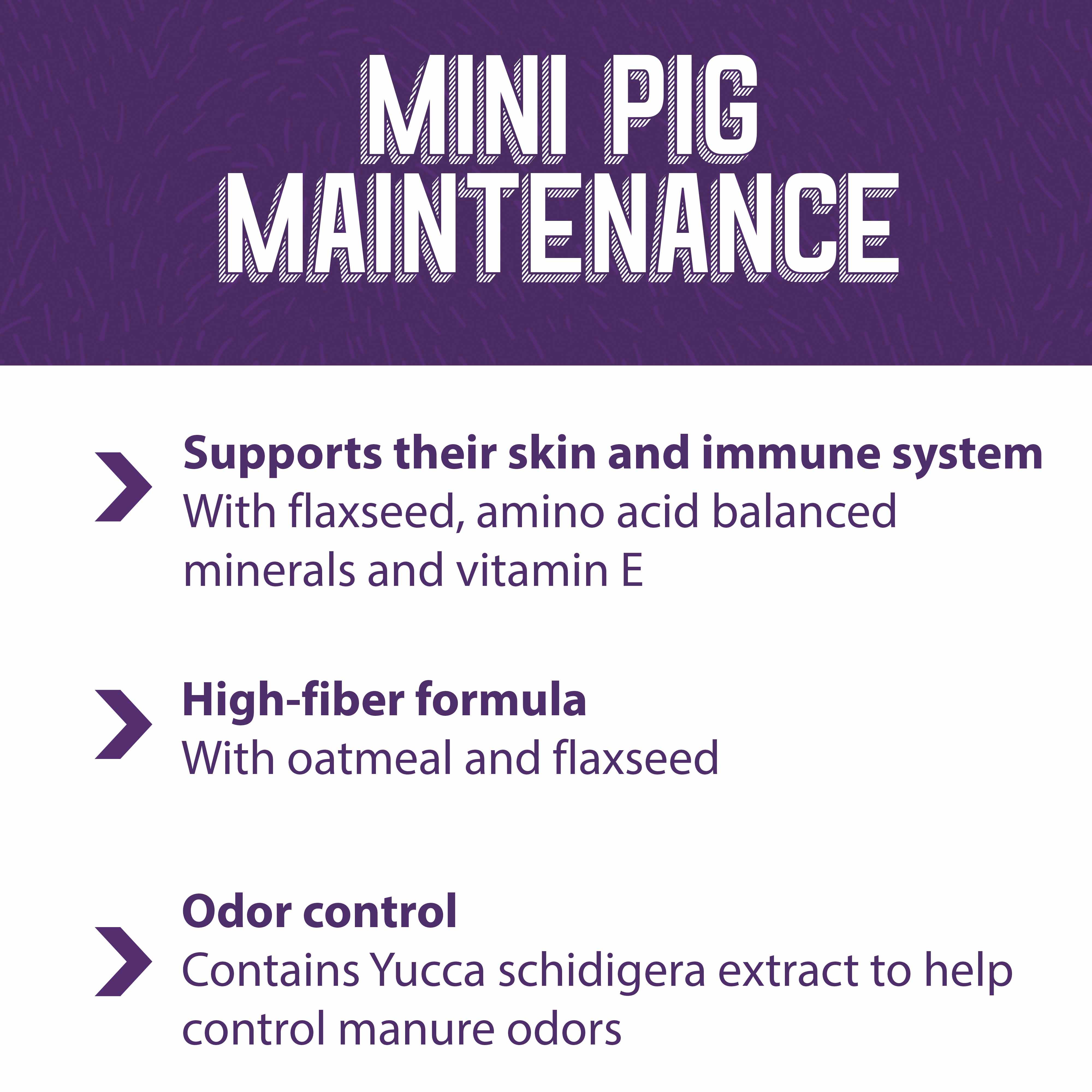 Mini Pig Maintenance is high in fiber