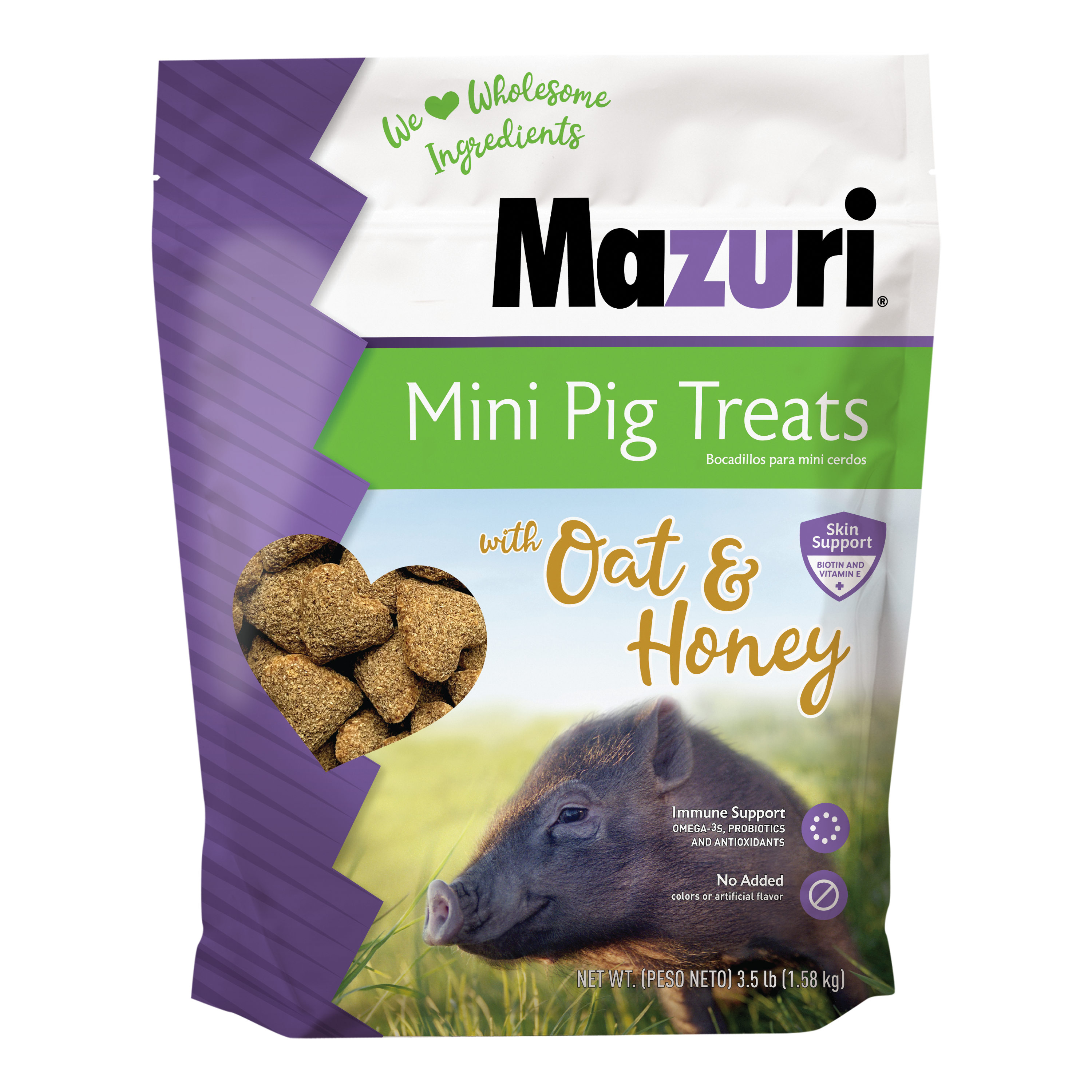 Mini Pig Treats 3.5 lb bag with a product photo and a mini pig