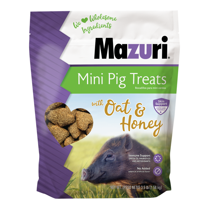 Mini Pig Treats 3.5 lb bag with a product photo and a mini pig