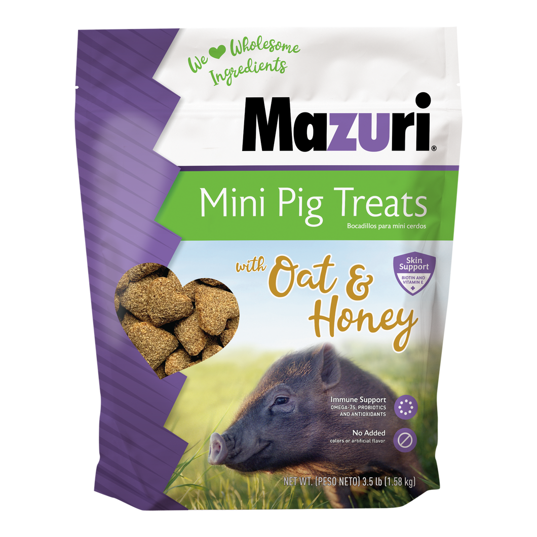 Mini Pig Treats 3.5 lb bag with a product photo and a mini pig