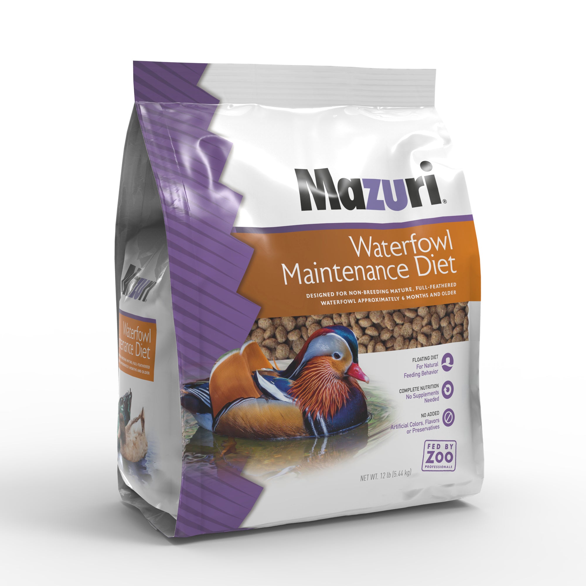 Waterfowl Maintenance Diet 12 lb bag front and gusset