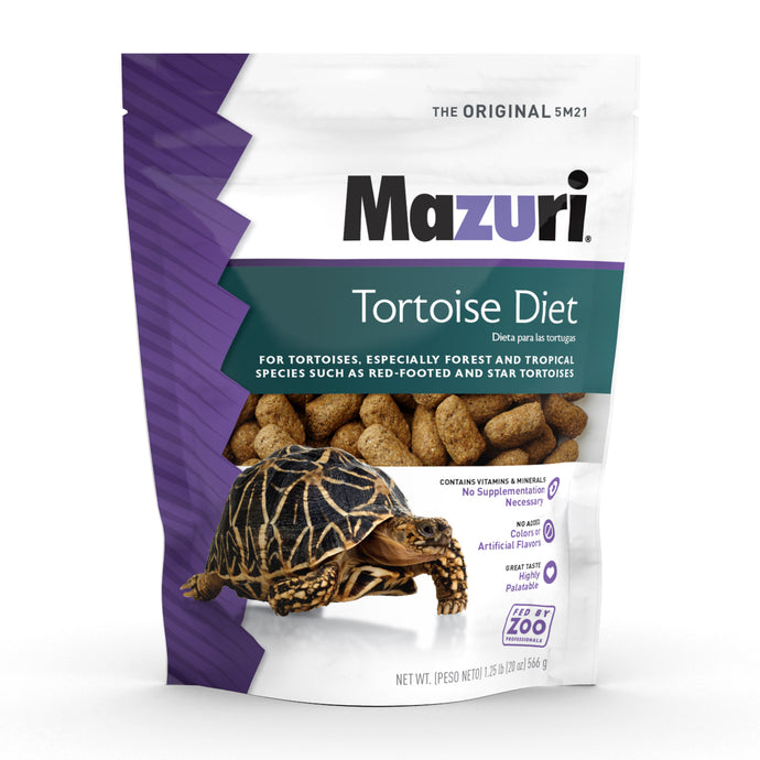 Mazuri Tortoise Diet small bag with a tortoise  and pellet image