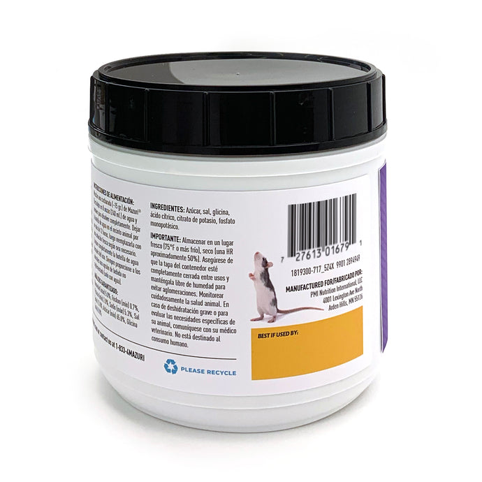 Mazuri Electrolyte canister back with ingredient list