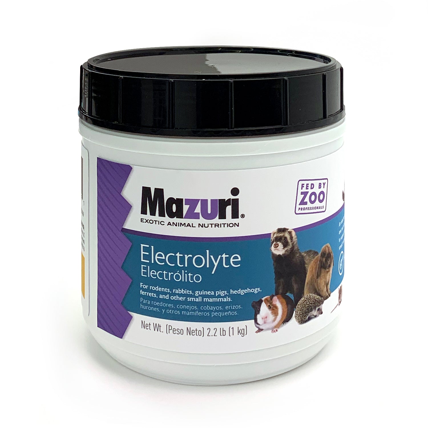 Mazuri Electrolyte canister with a black lid