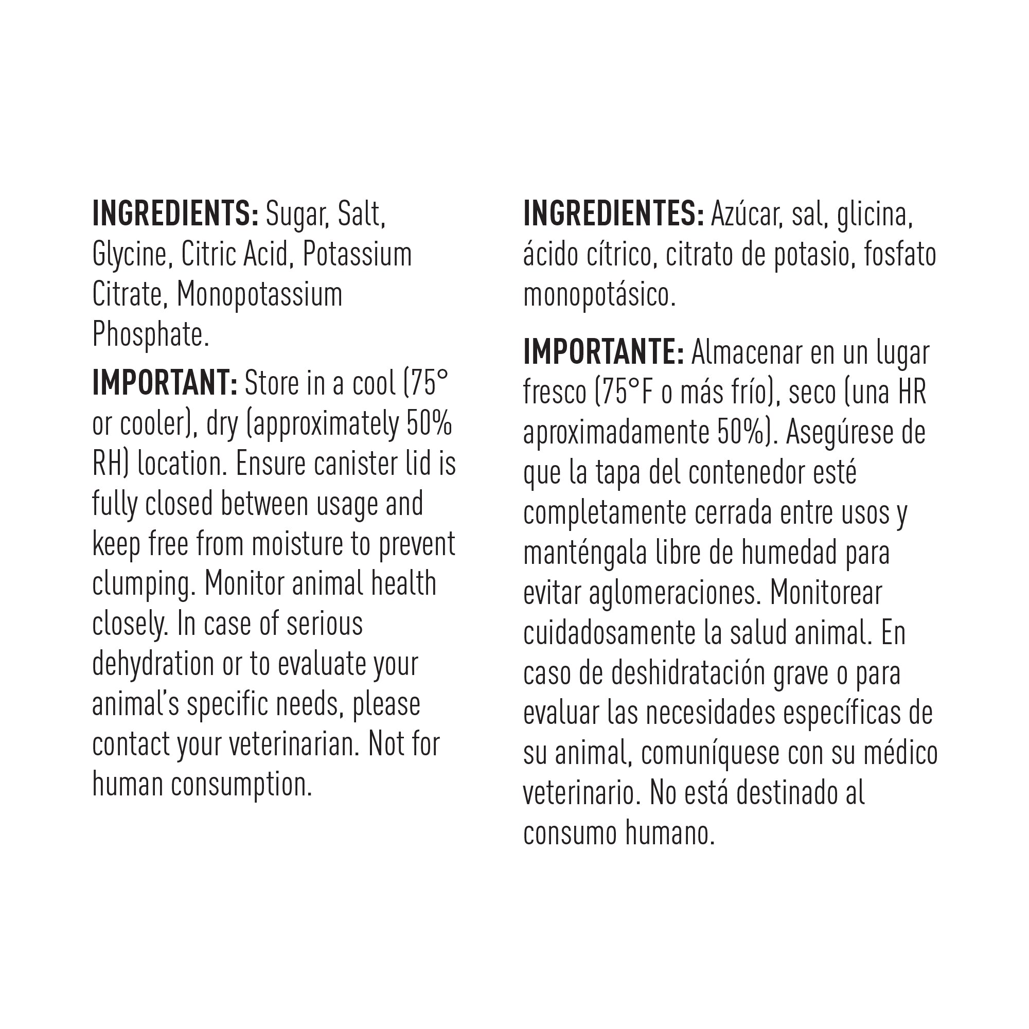 Mazuri Electrolyte canister ingredient list