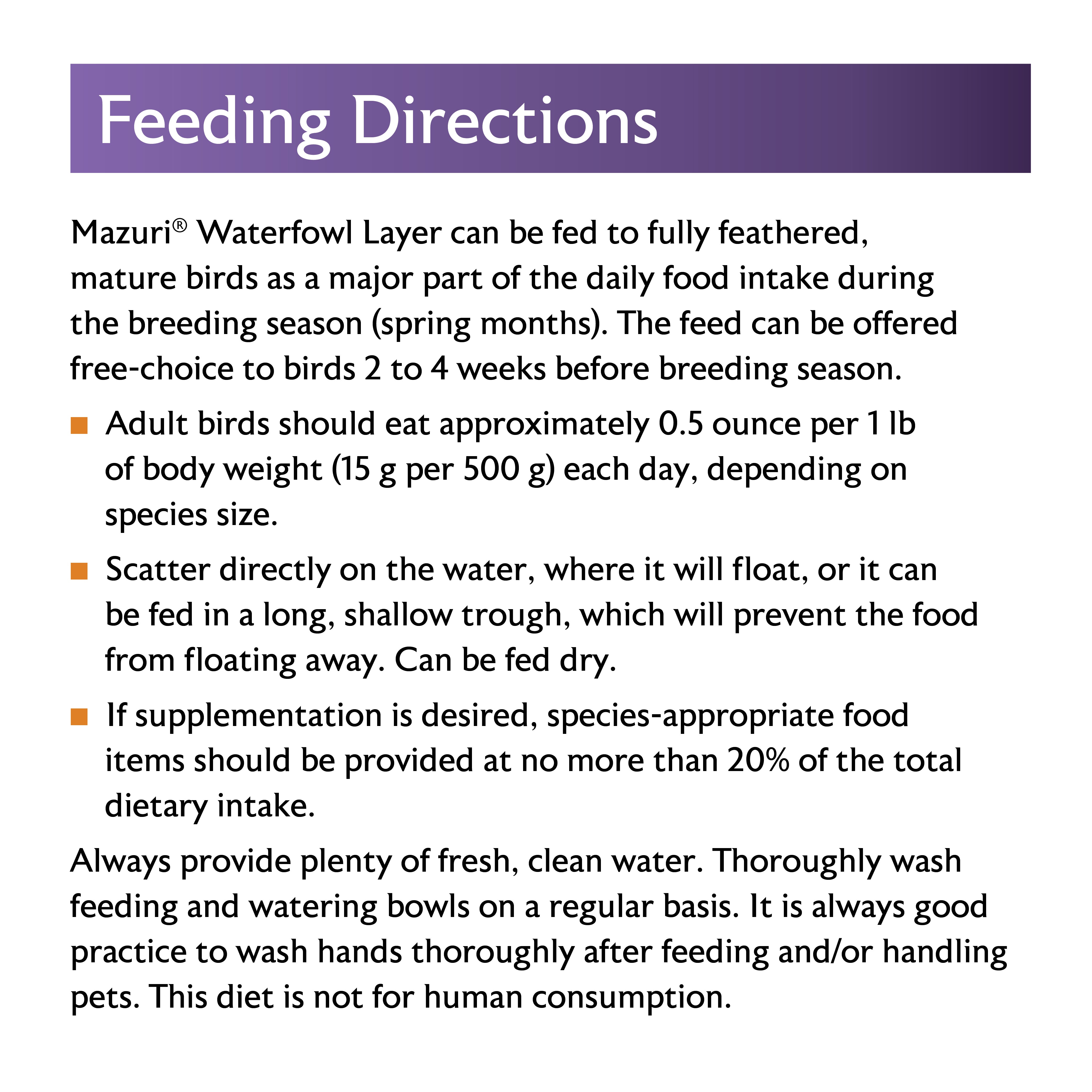 waterfowl layer feeding directions