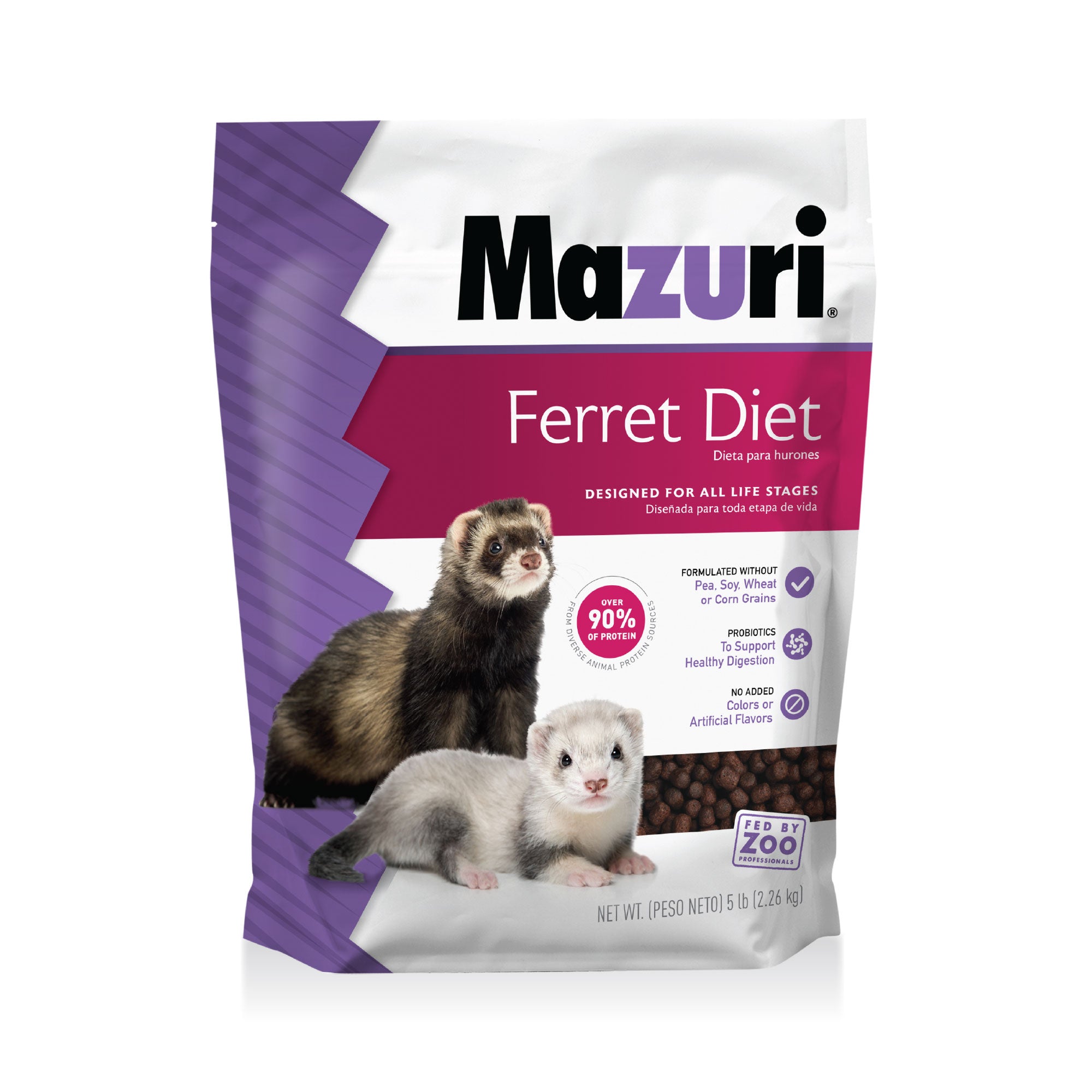 Ferret Diet Small Pack 5 lb bag with 2 ferrets