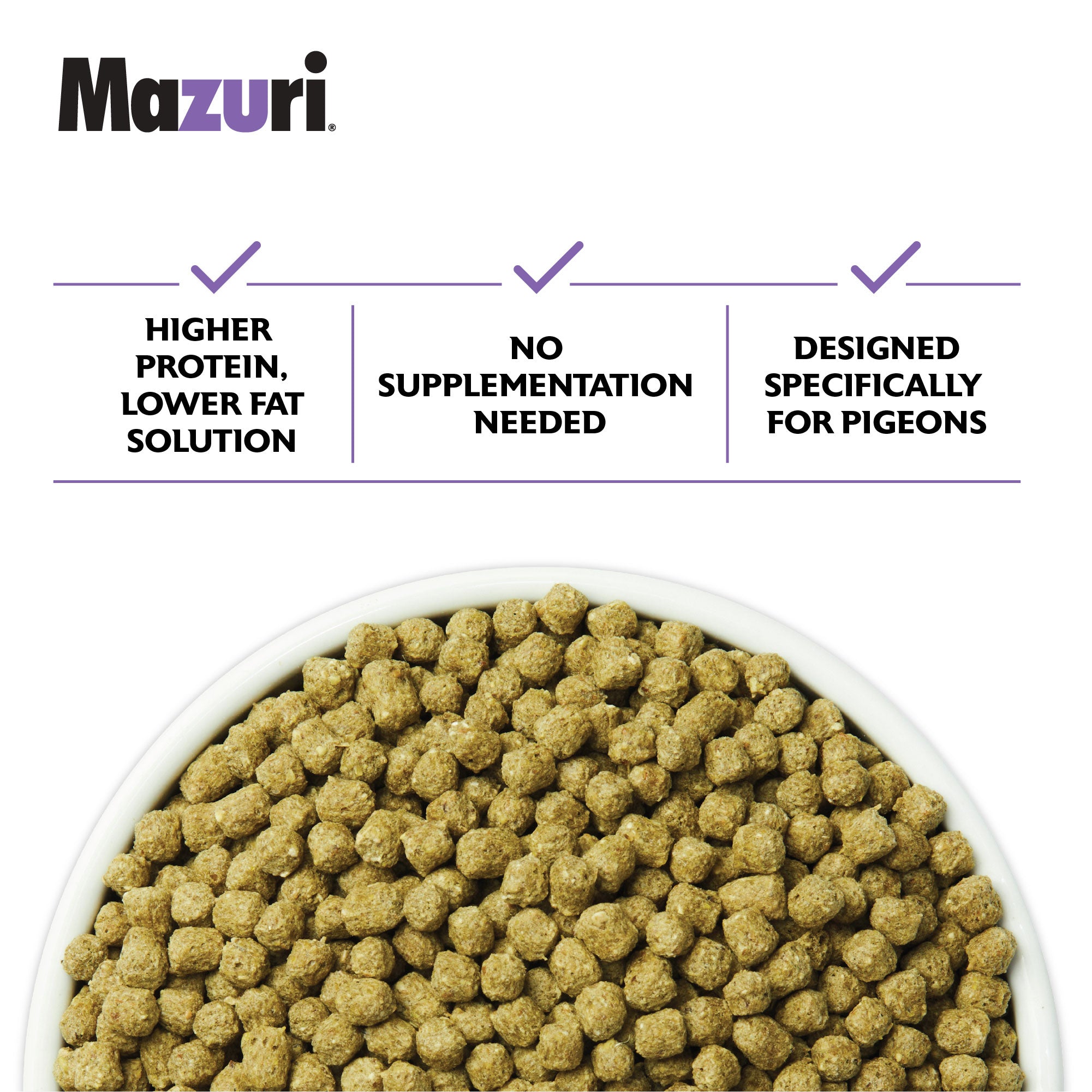 Mazuri NutriBlend Pigeon Green pellets in a bowl