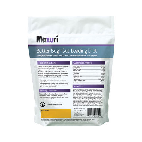 Better Bug Gut Loading Diet bag back with product information