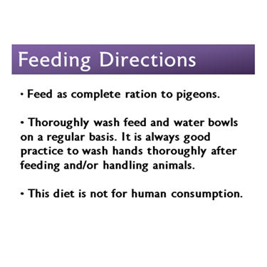 Pigeon Checkers feeding directions