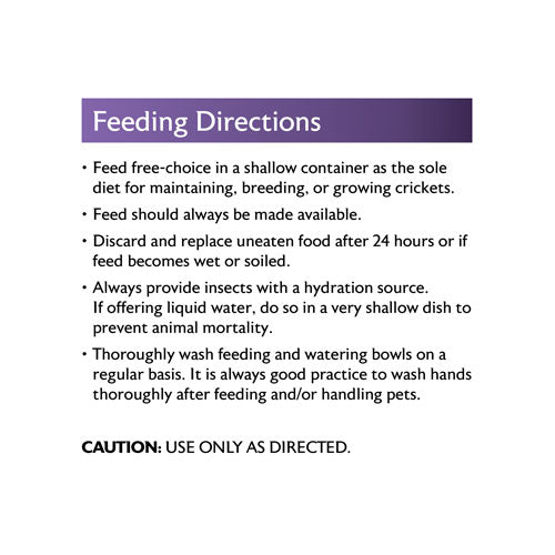 Cricket Diet feeding directions